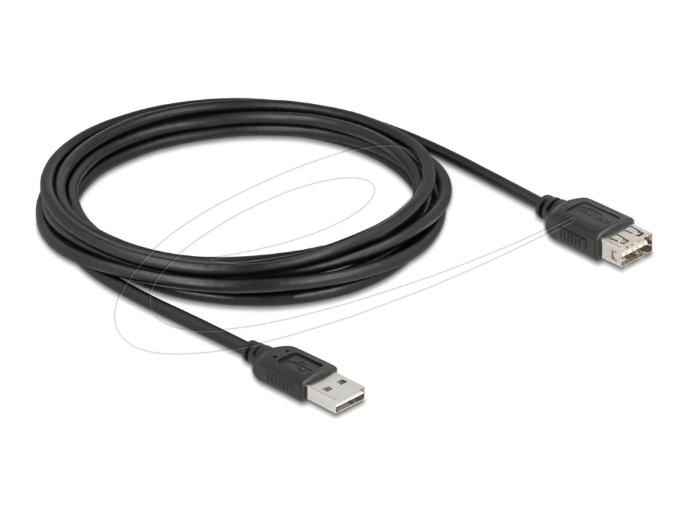 Delock - Usb Forlængerkabel - Usb (Han) Omvendelig Til Usb (Hun) Omvendelig - Usb 2.0 - 3 M - Nem Usb - Sort