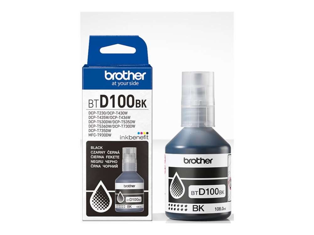 Brother Btd100bk, Original, Schwarz, Brother, Mfc-T930dw, Dcp-T830dw, Dcp-T730dw, Dcp-T530dw, Dcp-T430w, Dcp-T230, 7500 Seiten, 108 Ml