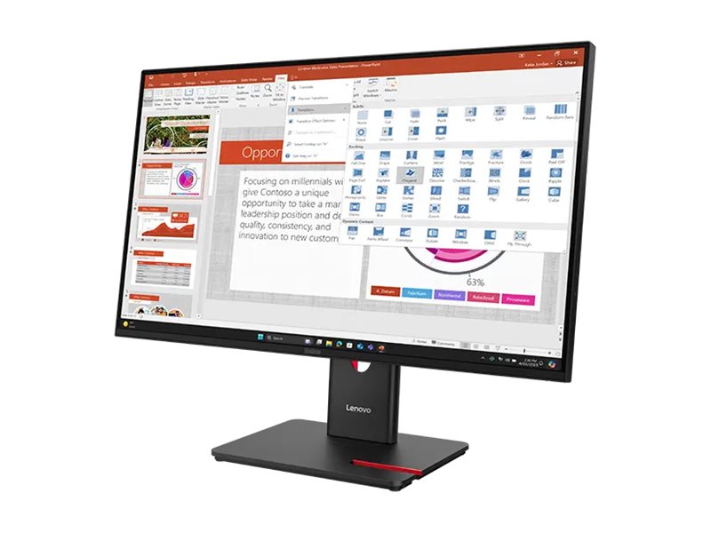 Lenovo Thinkvision T27-40 Monitor, 68,6 Cm (27"), 1920 X 1080 Pixel, Full Hd, Led, 6 Ms, Schwarz
