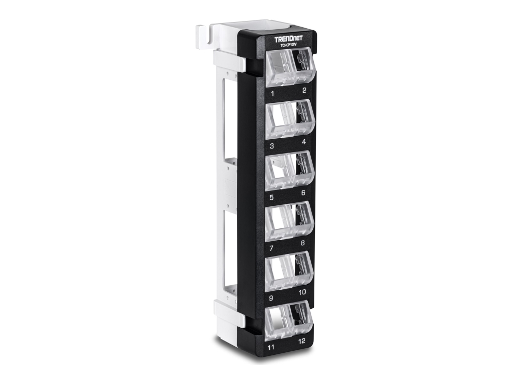 Trendnet Tc-Kp12v - Patchpanel (Blank) (Vandret/Lodret) - Angled, Keystone - Vægmonterbar - Sort - 12 Porte - Taa-Kompatibel