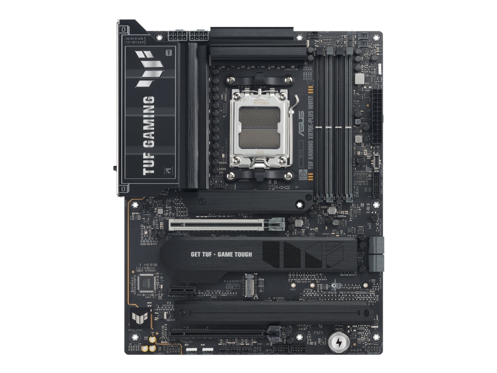 ASUS TUF GAMING X870E-PLUS WIFI7 - Moderkort - ATX - Socket AM5 - AMD X870E Chipuppsättning - USB4, USB-C 3.2 Gen 2x2, USB 3.2 Gen 2, USB 3.2 Gen 1 - Wi-Fi 7, 2.5 Gigabit LAN, Bluetooth - inbyggda grafiken (CPU krävs) - HD-ljud (8 kanaler) | Datorkomponenter - Moderkort - Alla Moderkort | GameStuff