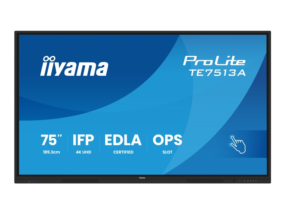 iiyama ProLite TE7513A-B1AG - 75 Diagonal klass (74.5 visbar) LED-bakgrundsbelyst LCD-skärm - interaktiv digital skyltning - med pekskärm (multi-touch) / PC-anslutning som tillval - 4K UHD (2160p) 3840 x 2160 - svart ram med matta ytor | Datortillbehör - Bildskärmar & Tillbehör - Publika skärmar | GameStuff