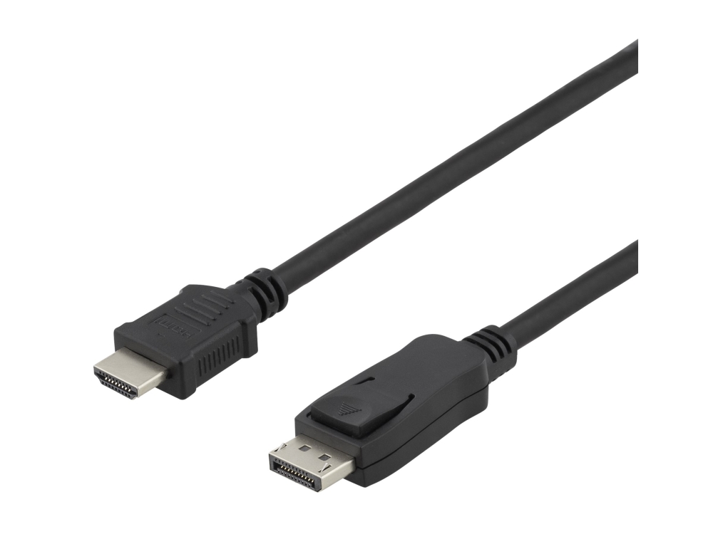 Kabel Deltaco DELTACO DisplayPort - HDMI, 4K UHD, 2m, svart/DP-3020-K/R00110012 | Datortillbehör - Kablar & adaptrar - Videokablar & adaptrar | GameStuff