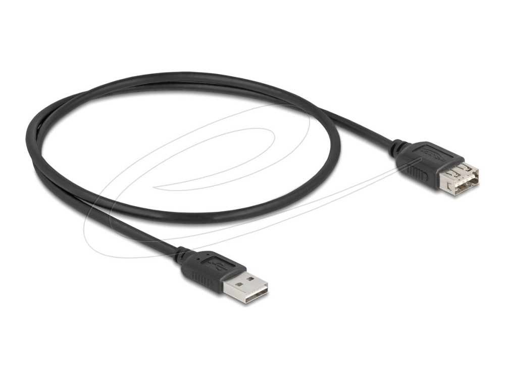 Delock - Usb Forlængerkabel - Usb (Han) Omvendelig Til Usb (Hun) Omvendelig - Usb 2.0 - 50 Cm - Nem Usb - Sort