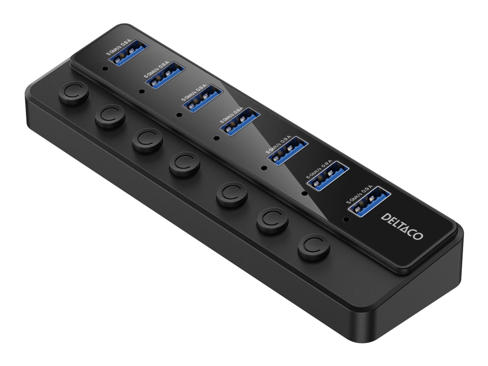 Deltaco Uh-739 - Hub - Mit Schaltern, Inklusive Netzteil - 7 X Superspeed Usb 3.0 - Desktop