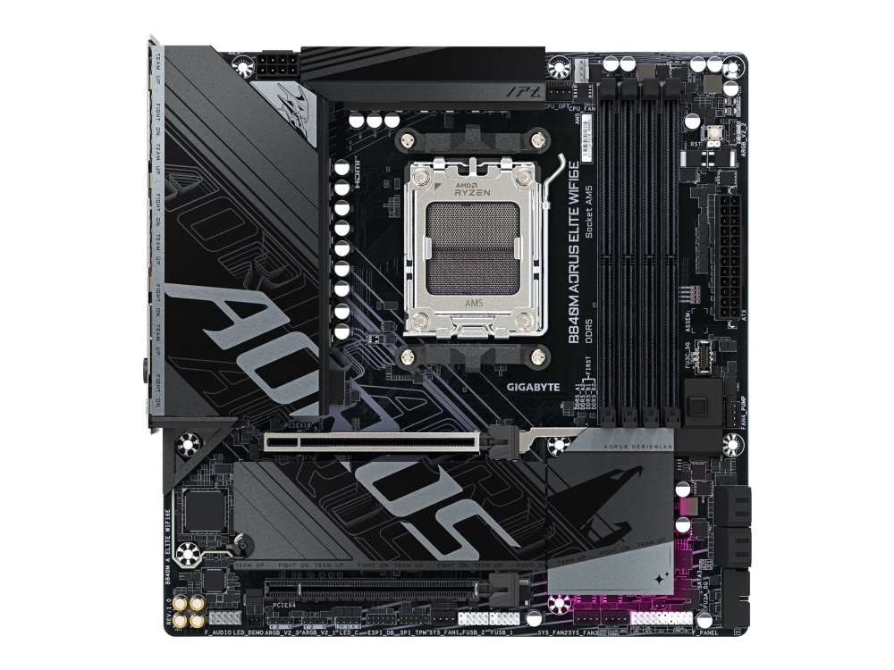 AORUS B840M ELITE WIFI6E - Moderkort - micro ATX - Socket AM5 - AMD B840 Chipuppsättning - USB 3.2 Gen 2, USB-C 3.2 Gen 1, USB 3.2 Gen 1 - Wi-Fi 6E, 2.5 Gigabit LAN, Bluetooth - inbyggda grafiken (CPU krävs) - HD-ljud (8 kanaler) | Datorkomponenter - Moderkort - AMD Moderkort | GameStuff