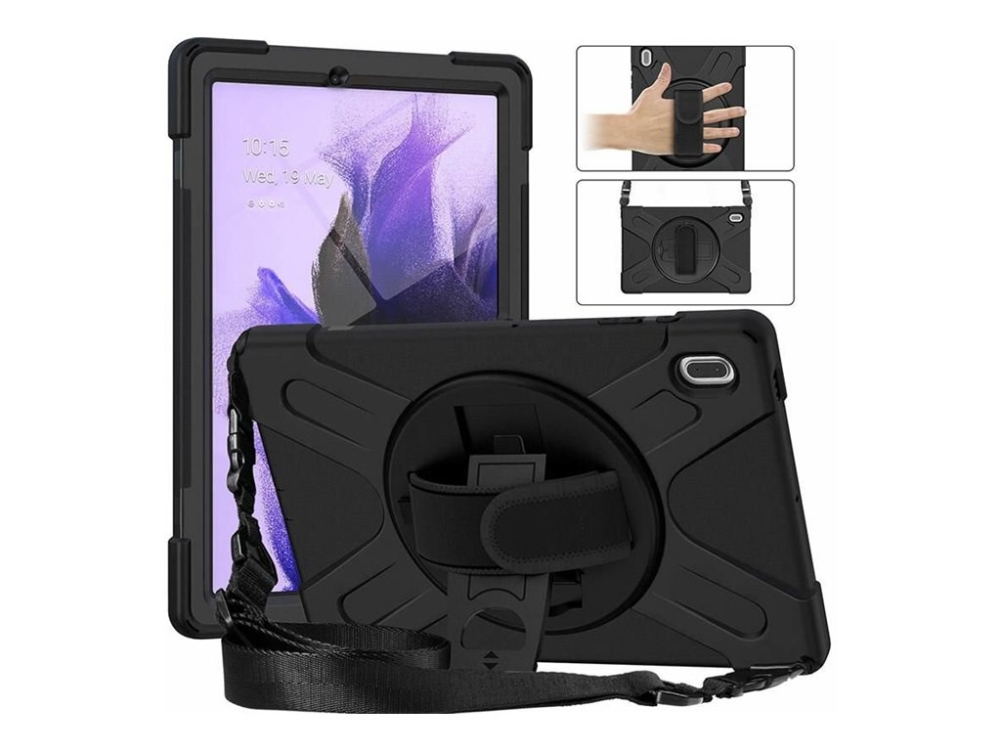 Estuff Austin - Bagsidecover Til Tablet - Polykarbonat, Silicone - Sort - For Samsung Galaxy Tab S7 Fe, Tab S7+, Tab S8+, Tab S9 Fe+, Tab S9+