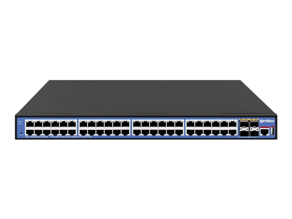 Ernitec - Switch - 1X Console Port, 800W - L3 - Administreret - 48 X 10/100/1000 (Poe+) + 4 X 10 Gigabit Sfp+ - Desktop, Monterbar På Stativ - Poe+