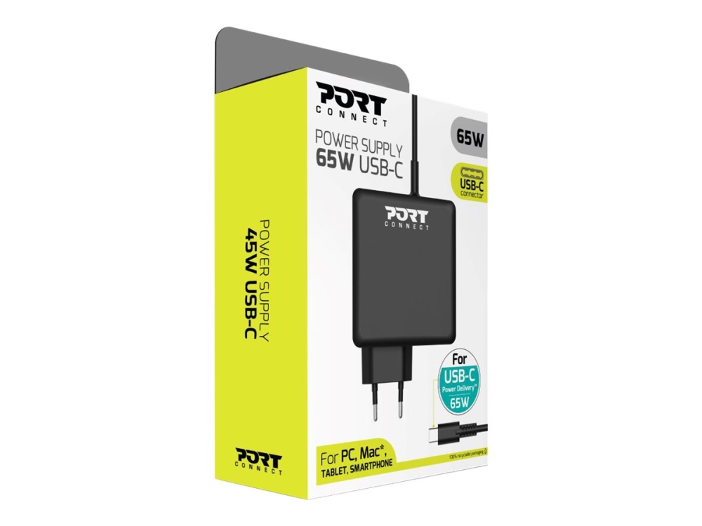 Port Connect - Retail - Strømforsyningsadapter - Ac 100-240 V - 65 Watt - Europa