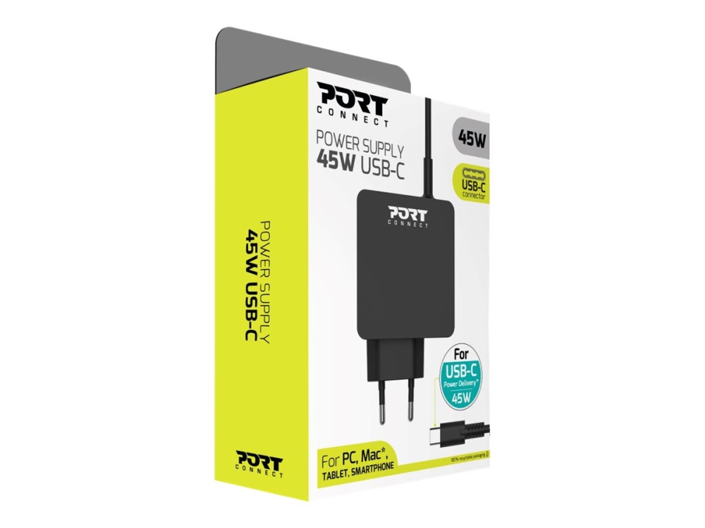 Port Connect - Retail - Strømforsyningsadapter - Ac 100-240 V - 45 Watt - Europa