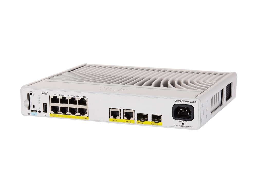 Cisco Catalyst C9200cx-8P-2X2g-A, Managed, L2/L3, Gigabit Ethernet (10/100/1000), Vollduplex, Power Over Ethernet (Poe), Rack-Einbau