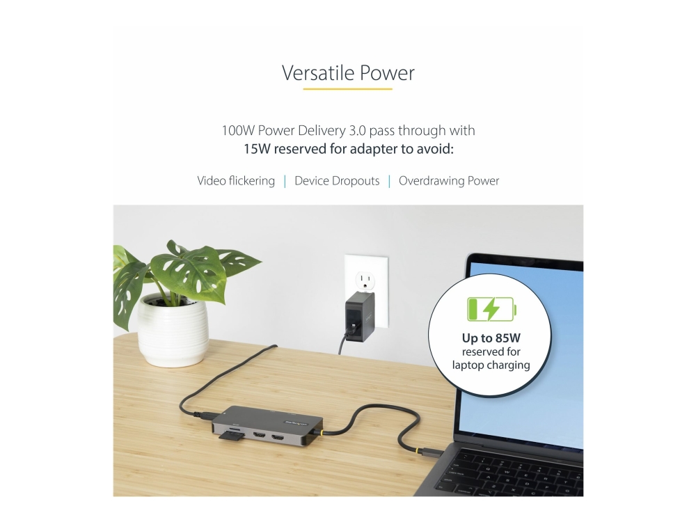 Startech.Com Usb C Multiport Adapter, Usb C Auf Dual Hdmi Video, 4K 60Hz, 5Gbit/S Usb-A Hub, 100W Pd Pass-Through/Gbe/Sd-Microsd Kartenleser, Reisead