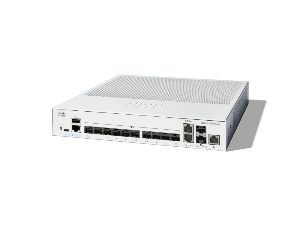 Cisco Catalyst 1300-12Xs - Switch - L3 - Smart - 10 X 10 Gigabit Sfp+ + 2 X Combo 10 Gigabit Sfp+/Rj-45 - Monterbar På Stativ