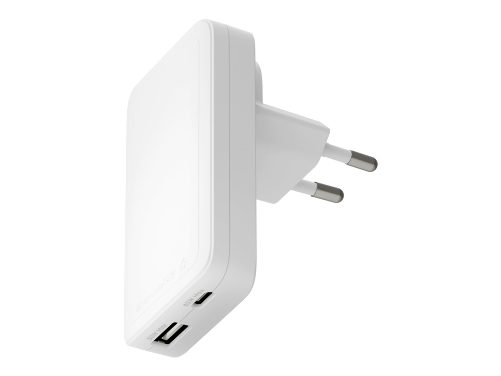 dbramante1928 re-charge Pro - Strömadapter - smal - 45 Watt - 2 utdatakontakter (24 pin USB-C, USB) - vit | Tele & GPS - Batteri & Laddare - Laddare | GameStuff