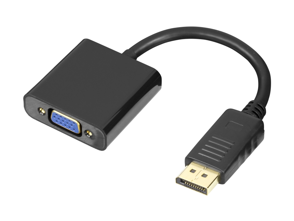 Deltaco - Videoadapter - Displayport (Han) Til Hd-15 (Vga) (Hun) - Displayport 1.2 - 20 Cm - Aktiv, 1920 X 1080 Ved 60 Hz Support - Sort