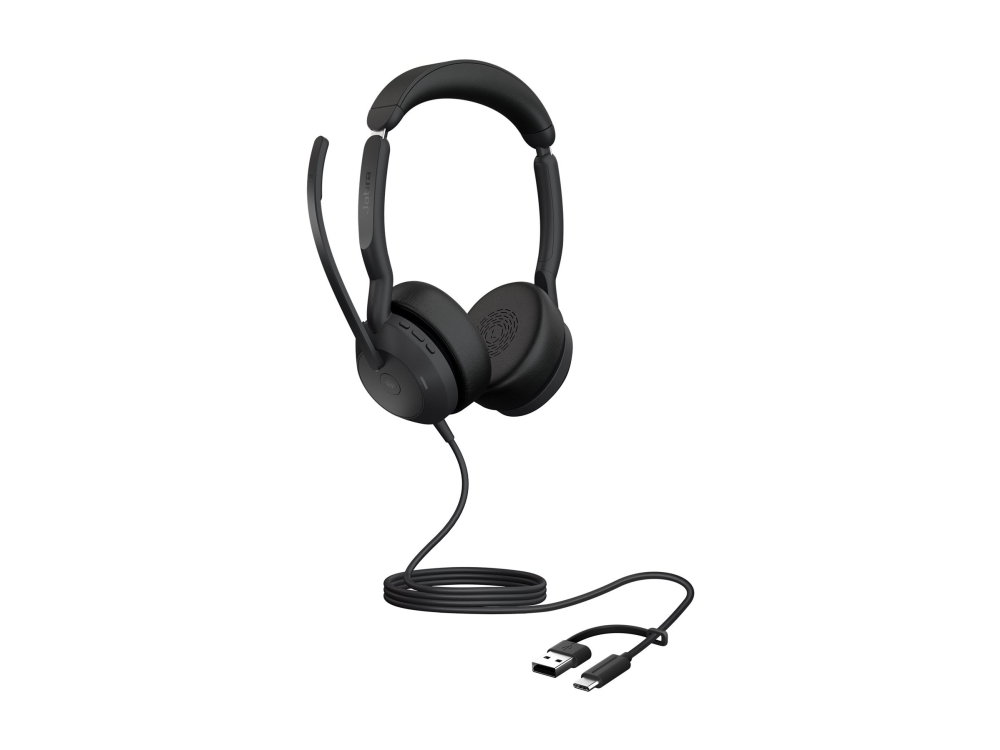Jabra Evolve2 50 MS Stereo - Headset - på øret - kablet - aktiv støjfjerning - USB-C, USB-A - Certified for Microsoft Teams