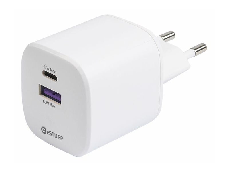 Estuff Infinite - Strømforsyningsadapter - Eu, Gan, 100% Genbrugsplastik - 67 Watt - 3.35 A - Pd, Supervooc - 2 Output-Stikforbindelser (Usb Type A,