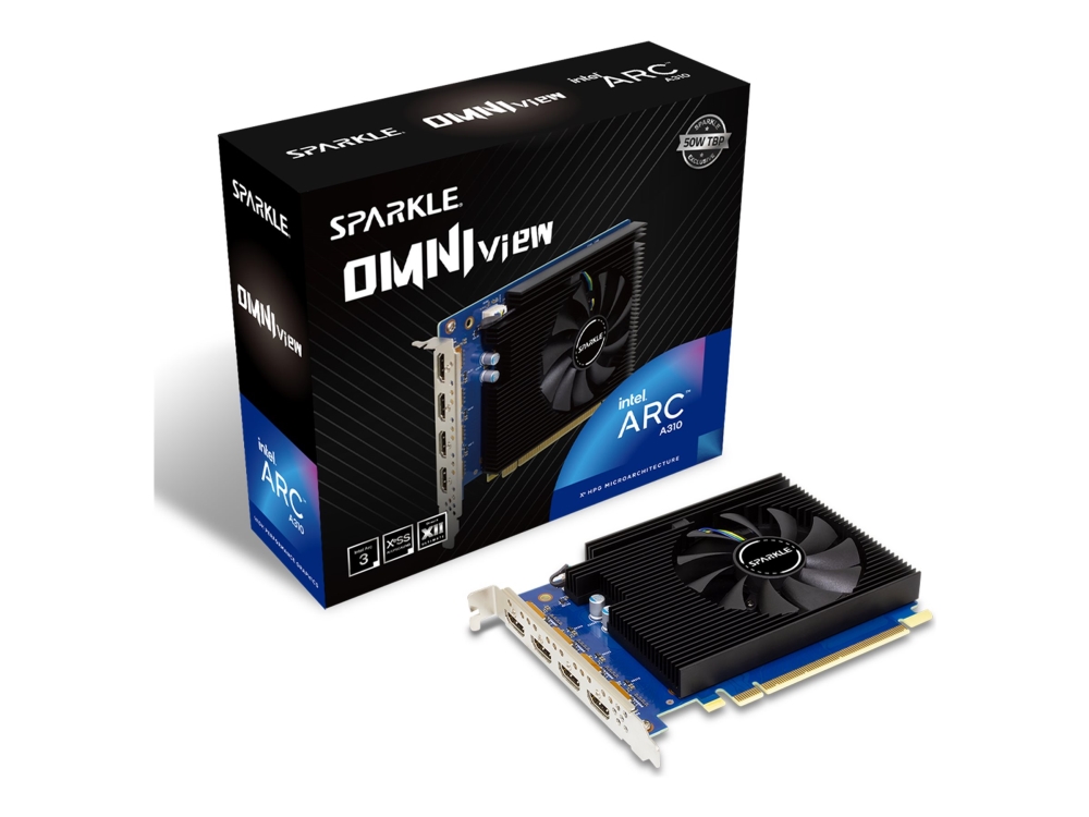 SPARKLE Intel Arc A310 OMNI View - Grafikkort - Arc A310 - 4 GB GDDR6 - PCIe 4.0 x8 - 4 x HDMI | Se alla grafikkort | GameStuff
