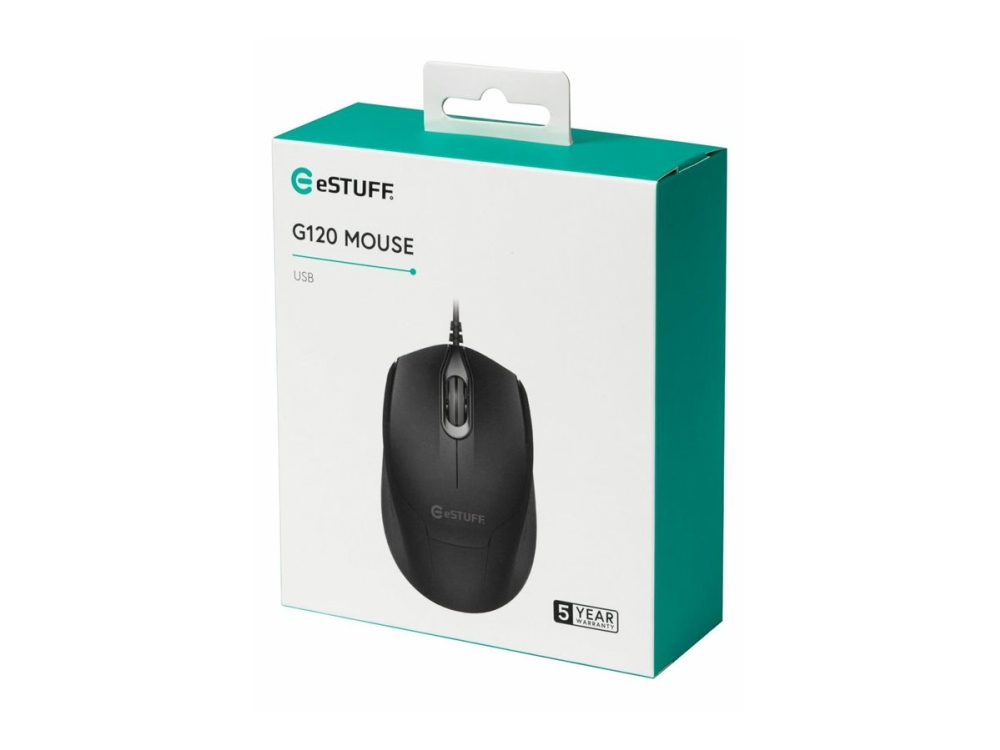 Estuff G120 - Mus - Højre- Og Venstrehåndet - Optisk - 3 Knapper - Kablet - Usb - Sort