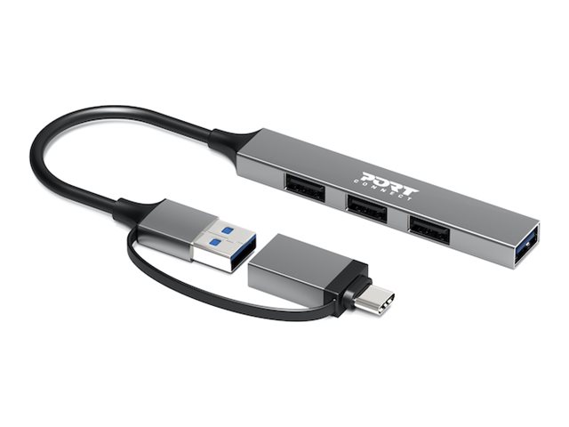 Port Connect - Hub - Usb-C/Usb-A, Slank - 3 X Usb 2.0 + 1 X Superspeed Usb - Desktop
