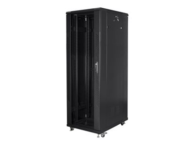 Lanberg Ff01 Series - Rack Kabinet - 800 X 800, Flat Pack - Med 4 Køleblæsere - Fritstående, Gulvstående - Sort, Ral 9004 - 47U - 19"