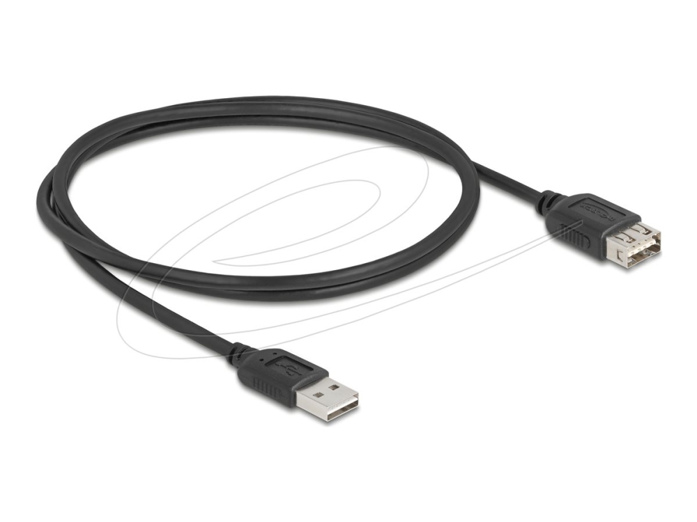 Delock - Usb Forlængerkabel - Usb (Han) Omvendelig Til Usb (Hun) Omvendelig - Usb 2.0 - 1 M - Nem Usb - Sort