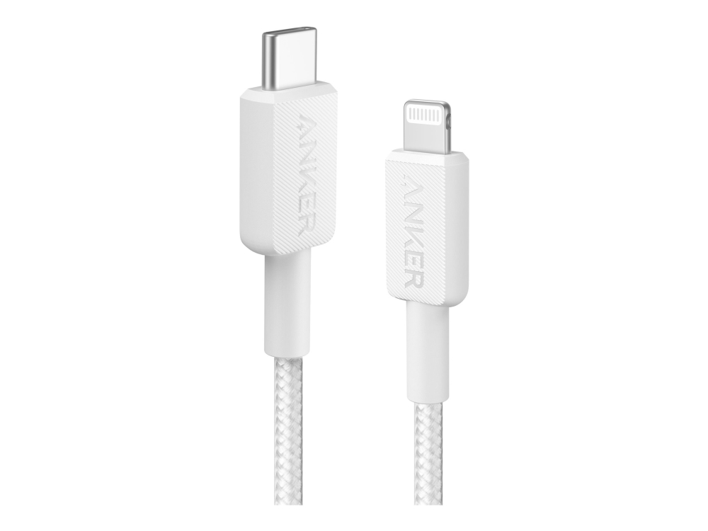 Anker - Lightning-kabel - 24 pin USB-C han til Lightning han - 1 m - MFI Certified - hvid - Fast Charging, MFI certificeret
