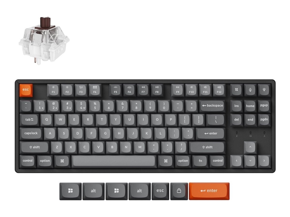 Keychron K8 MAX - Tangentbord - QMK, mekanisk - 80% - TKL - bakgrundsbelyst - trådlös - USB-C, Bluetooth 5.1, 2.4 GHz - QWERTY - Nordisk - tangentbrytare: Keychron Super Brown | Datorer & Surfplattor - Datorer - tillbehör - Tangentbord | GameStuff