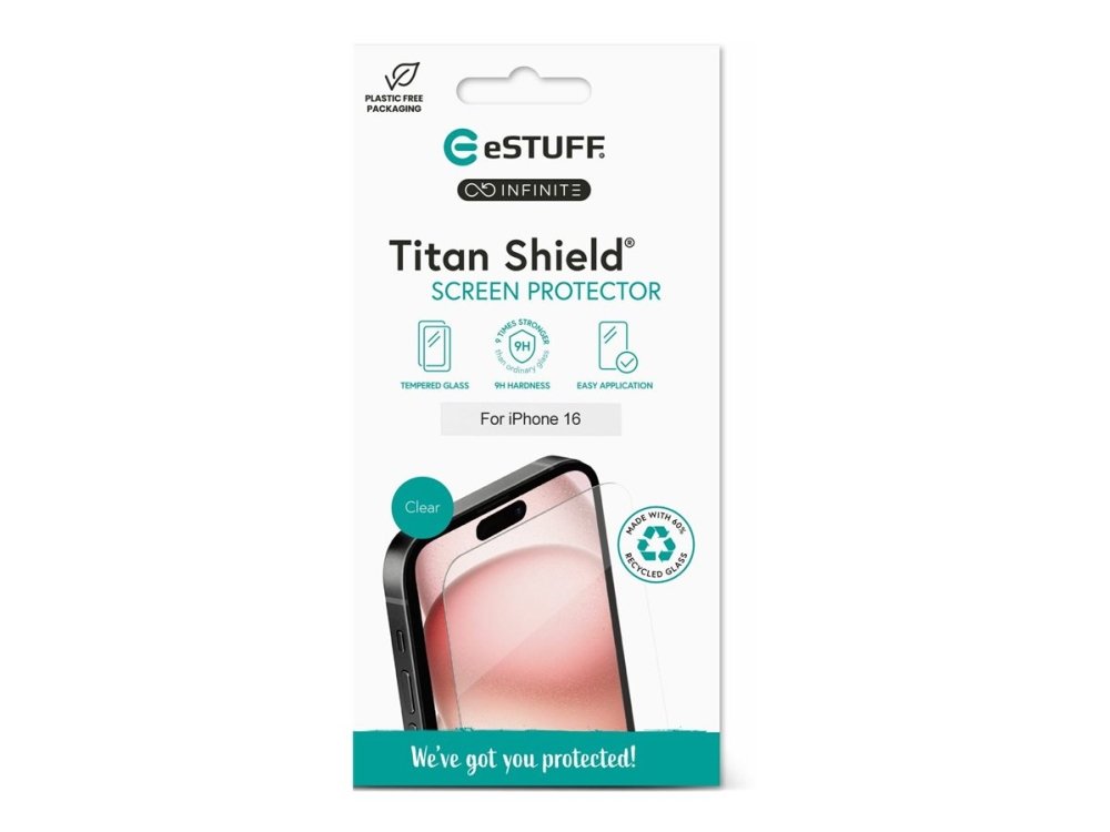 Estuff Titan Shield Infinite - Skærmbeskytter For Mobiltelefon - Glas - For Apple Iphone 16
