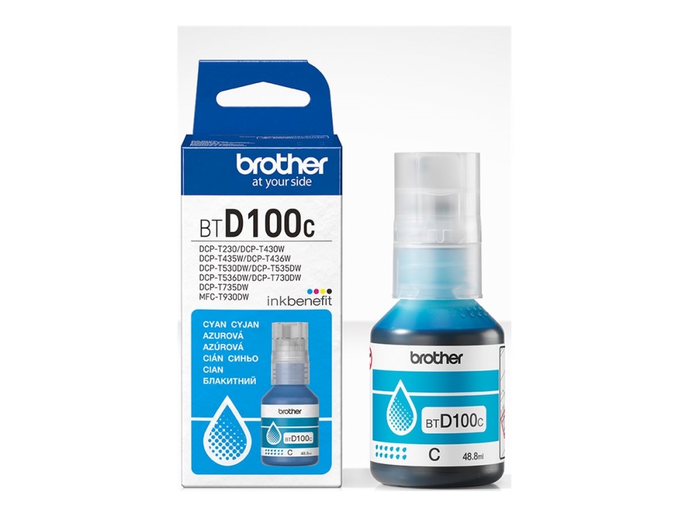 Brother Btd100c, Original, Cyan, Brother, Mfc-T930dw, Dcp-T830dw, Dcp-T730dw, Dcp-T530dw, Dcp-T430w, Dcp-T230, 5000 Seiten, 48,8 Ml