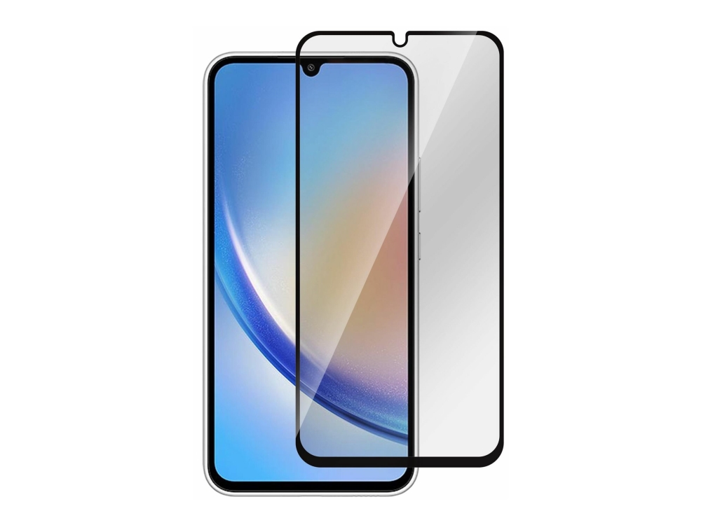 Estuff Titan Shield - Skærmbeskytter For Mobiltelefon - Fuldt Omslag - Glas - Rammefarve Sort - For Samsung Galaxy A34 5G