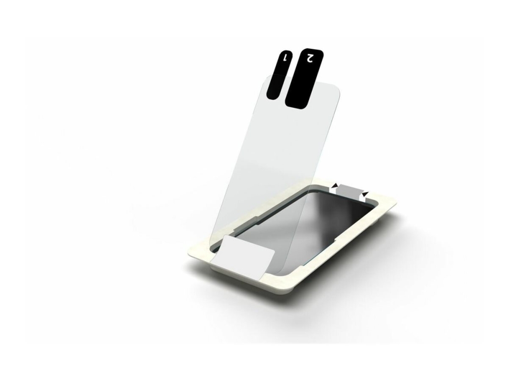 Estuff Titan Shield - Skærmbeskytter For Mobiltelefon - Klar, Med Monteringsramme - Glas - Gennemsigtig - For Apple Iphone 13 Pro, 14 Plus