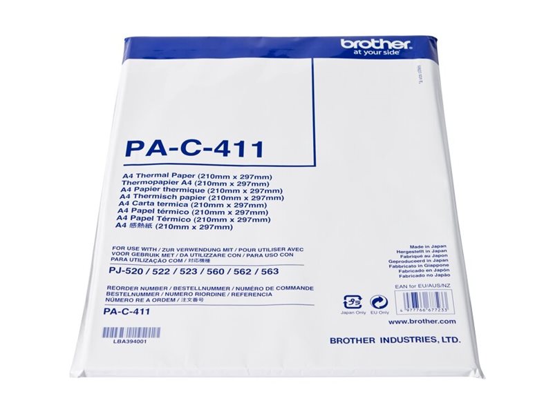 Brother - A4 (210 X 297 Mm) 100 Ark Termokopieringspapir - For Pocketjet Pj-673, Pj-722, Pj-723, Pj-762, Pj-763, Pj-763Mfi, Pj-773 Pocketjet 6
