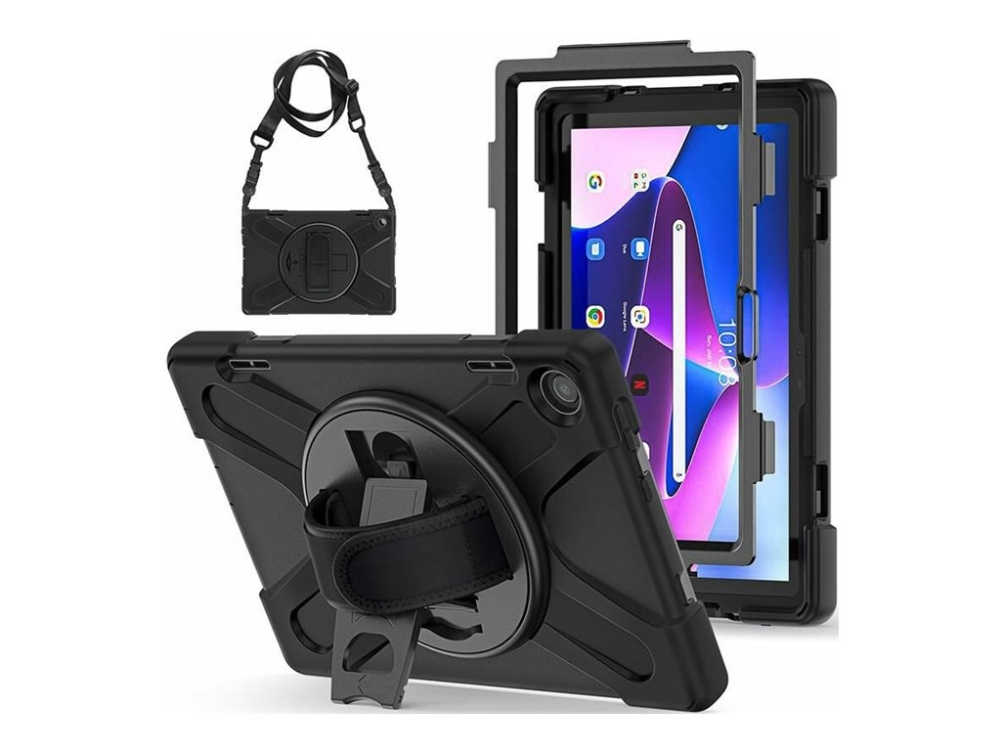 eSTUFF AUSTIN - Beskyttelsescover til tablet - polykarbonat, silicone - sort - for Lenovo Tab M10 (3rd Gen)