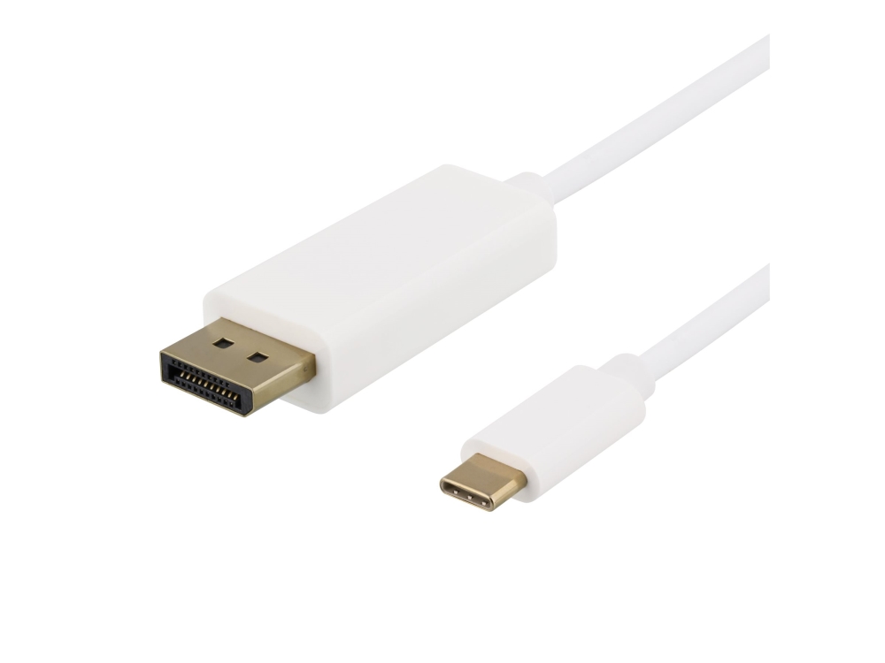 Usb-C Zu Displayport Kabel Deltaco 4K Uhd, Vergoldete Stecker, 2M, Weiß / Usbc-Dp201-K / 00140016