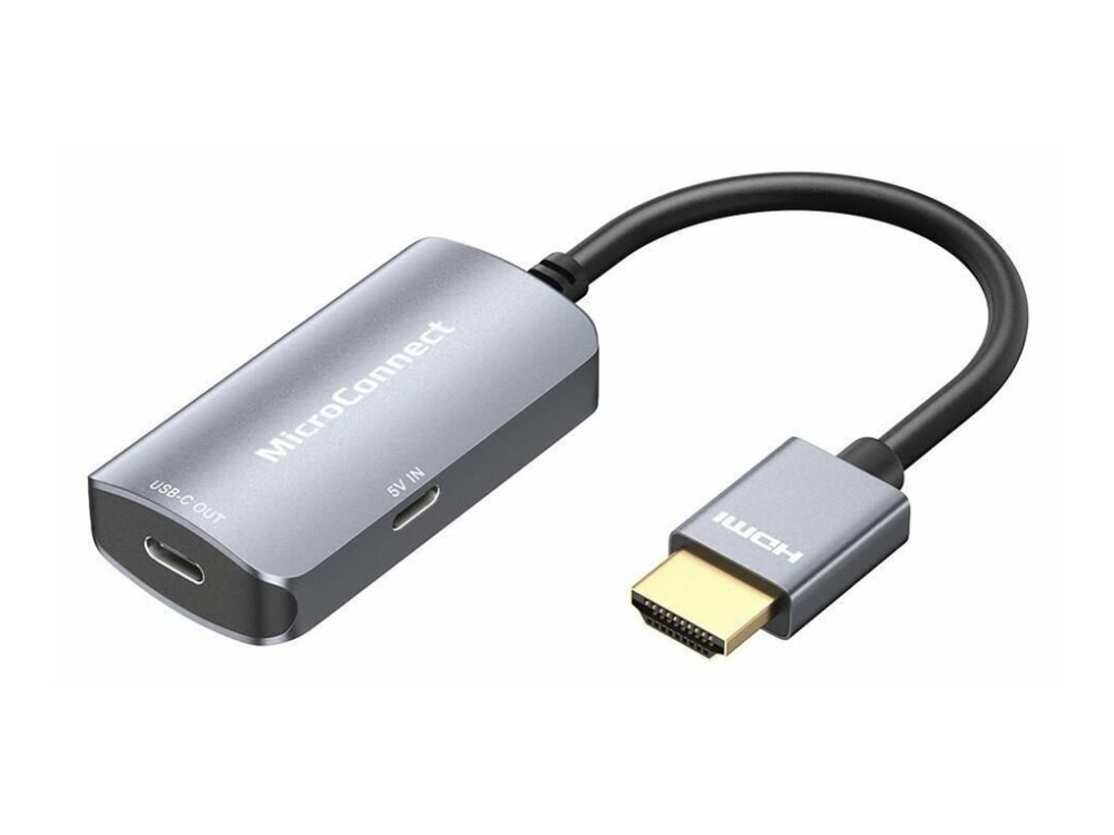 Microconnect - Video / Lyd Adapter - 10-Pins Mikro-Usb Type B (Kun Strøm), 24 Pin Usb-C Hun Til Hdmi Han - 20 Cm - Sort, Sølv - Aktiv, Ensrettet, 4K6