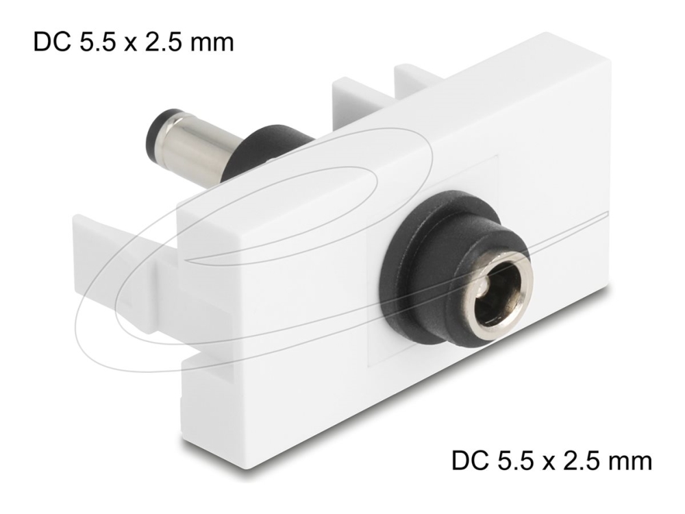 Delock 90865, Weiß, Dc 5.5 X 2.5 Mm, Dc 5.5 X 2.5 Mm, Weiblich, Männlich, 22,5 Mm