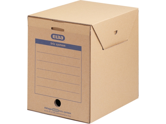 ELBA arkivbox maxi tric system, naturbrun av kraftig wellpapp, med förslutningslucka - fingerhål - (83527) | Arkivering - Binders - Övriga | GameStuff