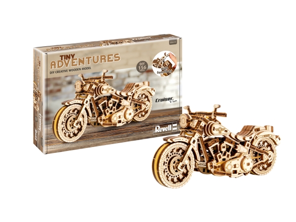 Revell Wooden Tiny Adventures - Cruiser V-Twin Motorrad Modell-Bausatz