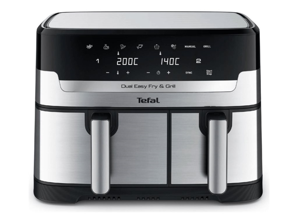 Tefal Dual Easy Fry & Grill Ey905d10 - Dobbelt Varmluftssteger - 8.3 Liter - 2.7 Kw - Rustfrit Stål