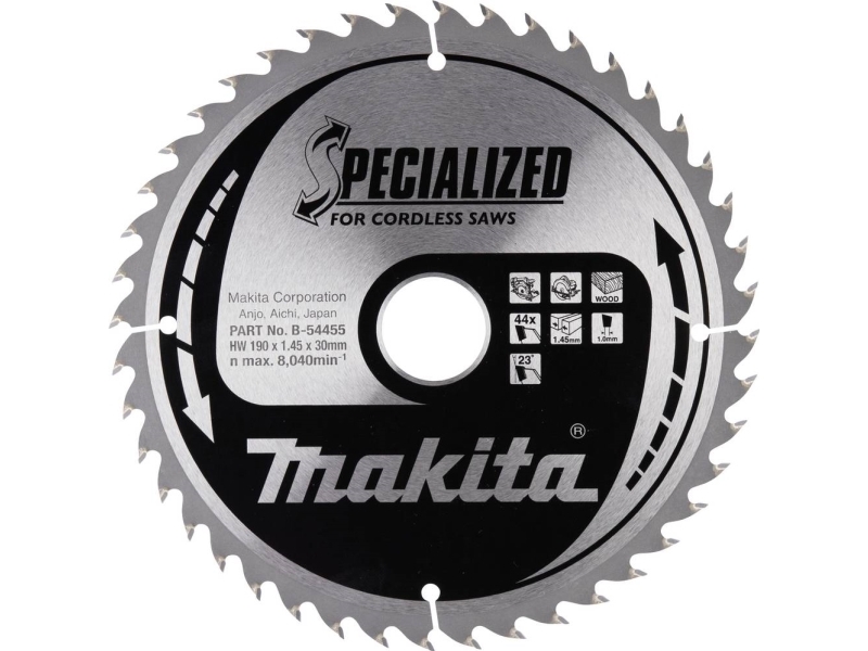 Makita B-54433 T.C.T. Pjūklas 190X1.45X30mm 23° T44 Specialized Akum. Diskiniams Pjūklams