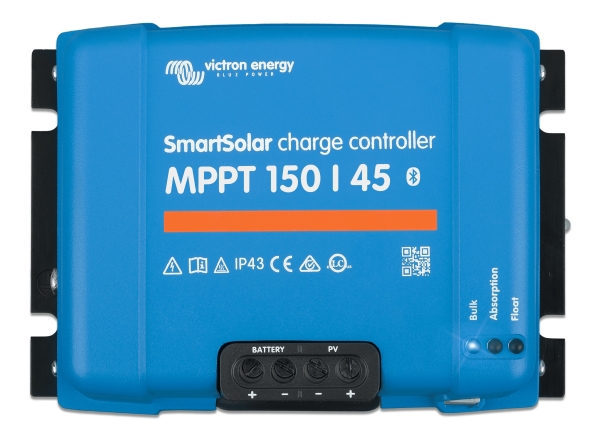 Victron Energy SmartSolar MPPT 150/45, 45 A, Overophedning, Kortslutning, IP22, IP43, Blå, 98%, 48 V