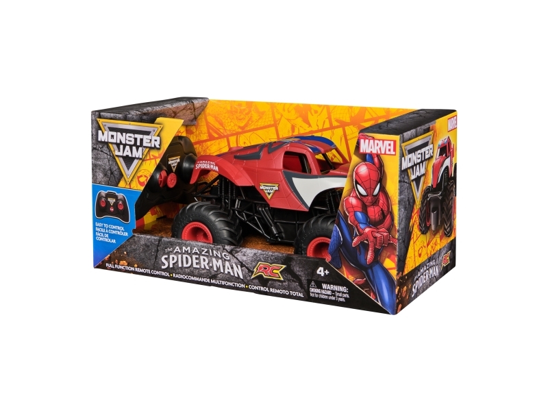 Monster Jam , Marvel The Amazing Spider-Man Rc Monster Truck, 1:24 Scale, Kids Toys For Boys And Girls Ages 4 And Up, Monster Truck, 4 Yr(S), Plastic