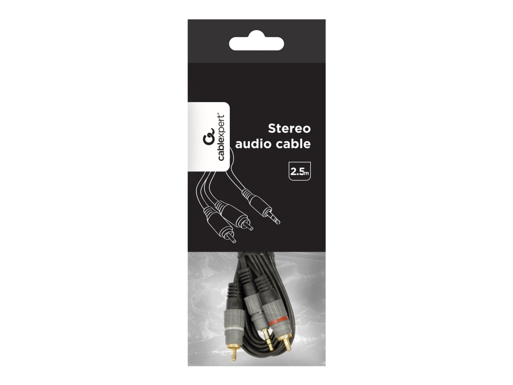 Gembird Cca-352-2.5M, 2 X Rca, Männlich, 3.5Mm, Männlich, 2,5 M, Schwarz