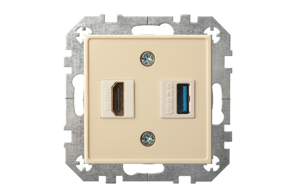 Liregus Flush Mounting Hdmi+Usb Socket Sand
