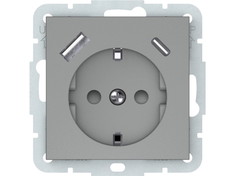 Vilma Socket+Usb-A+C Grey Rp16-002-22/A+C Qr