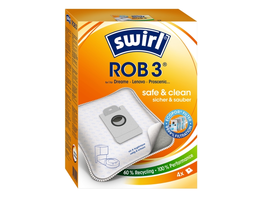 Swirl Rob 3, Støvpose, Robot Støvsuger, Træ, Kasse, 4 Stk