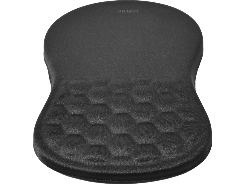 Deltaco Ergonomisk Musemåtte Med Håndledsstøtte I Blødt Stof Med Memory Foam Og Gel, Sort, Monokromatisk, Skum, Håndledsstøtte, Skridsikker Bund