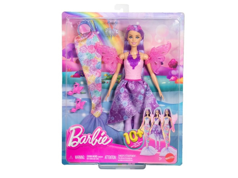 Barbie 3-I-1 Fantasidukke (Med Halefinne, Fe-Vinger Og Kæder)