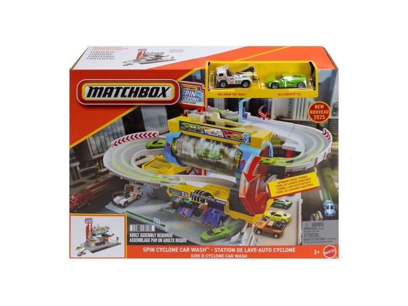 Matchbox-Legesæt Med Roterende Bilvask Med Die-Cast Corvette Og Kranvogn